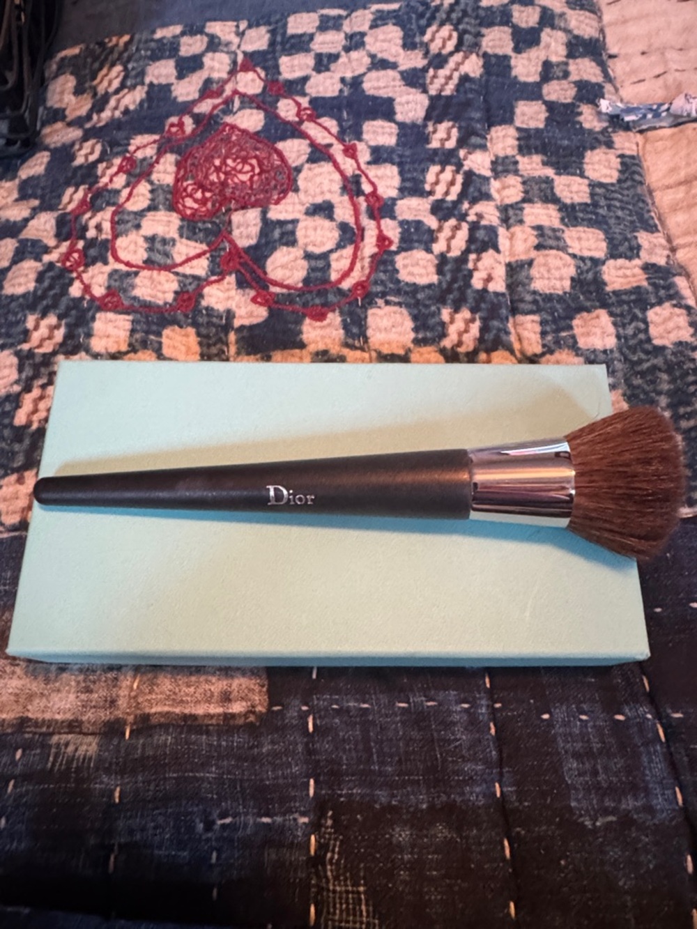 Dior Face Powder Brush with Black Handle and Brown Bristles